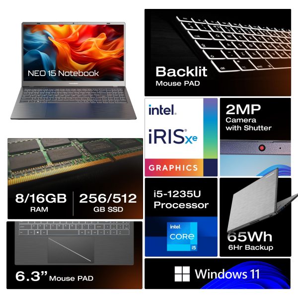 Thomson IN-N15I NEO Core Series with Intel Processor i5 12th Gen 1235U – (8 GB RAM/512 GB SSD/Windows 11 Home)