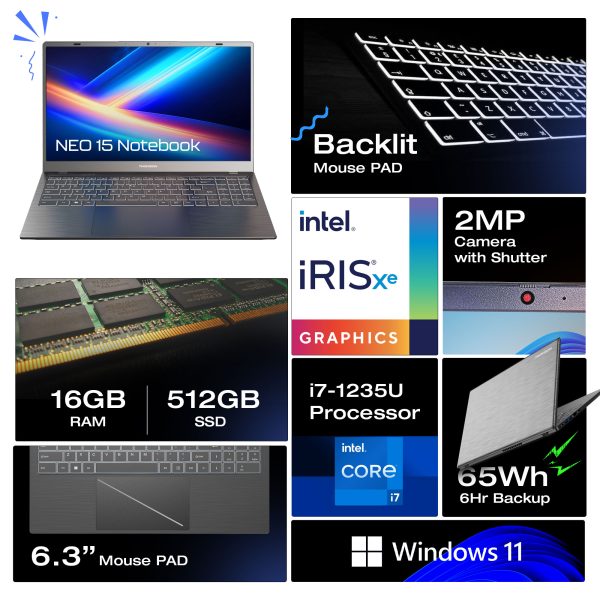 Thomson IN-N15I NEO Core Series with Intel Processor i7 12th Gen 1255U – (16 GB RAM/512 GB SSD/Windows 11 Home)